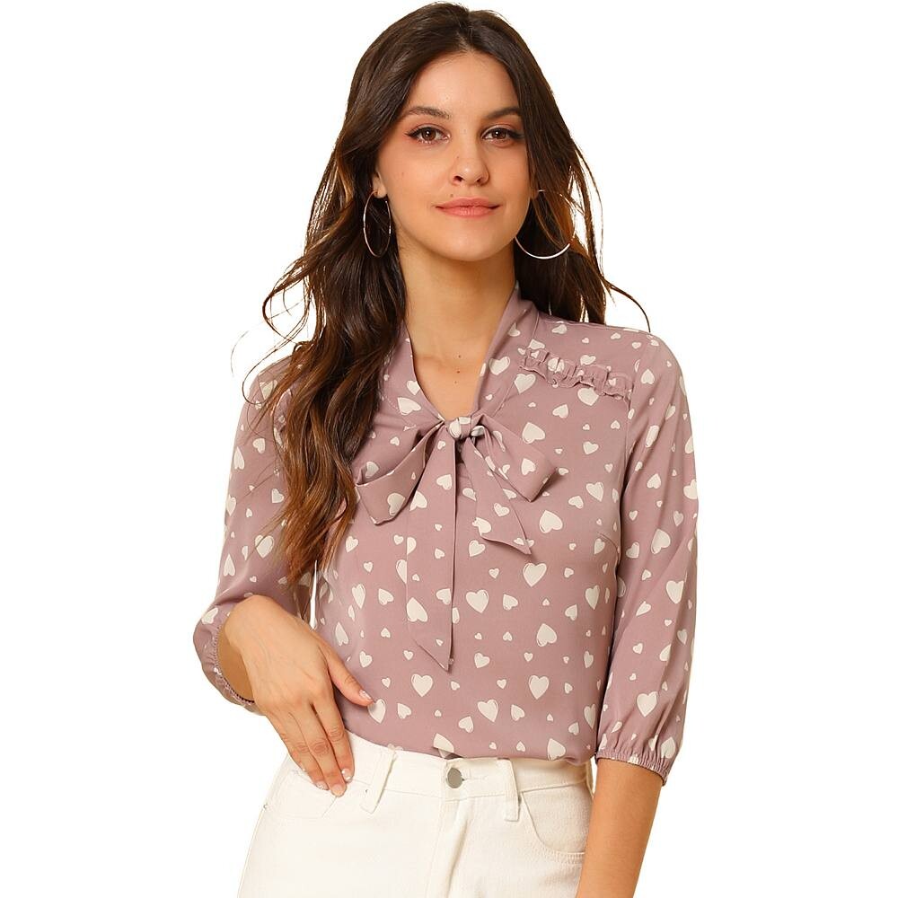 Женская блузка с принтом, рюшами, эластичными манжетами и галстуком-бабочкой на шее ALLEGRA K, цвет Dusty Pink
Женская блузка с принтом, рюшами, эластичными манжетами и галстуком-бабочкой на шее ALLEGRA K, цвет Dusty Pink