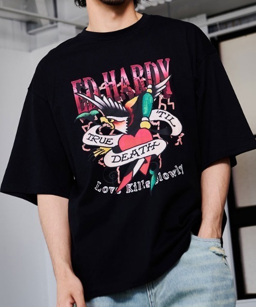 Футболка с коротким рукавом, круглым вырезом, с принтом орла Ed Hardy, черный
Футболка с коротким рукавом, круглым вырезом, с принтом орла Ed Hardy, черный