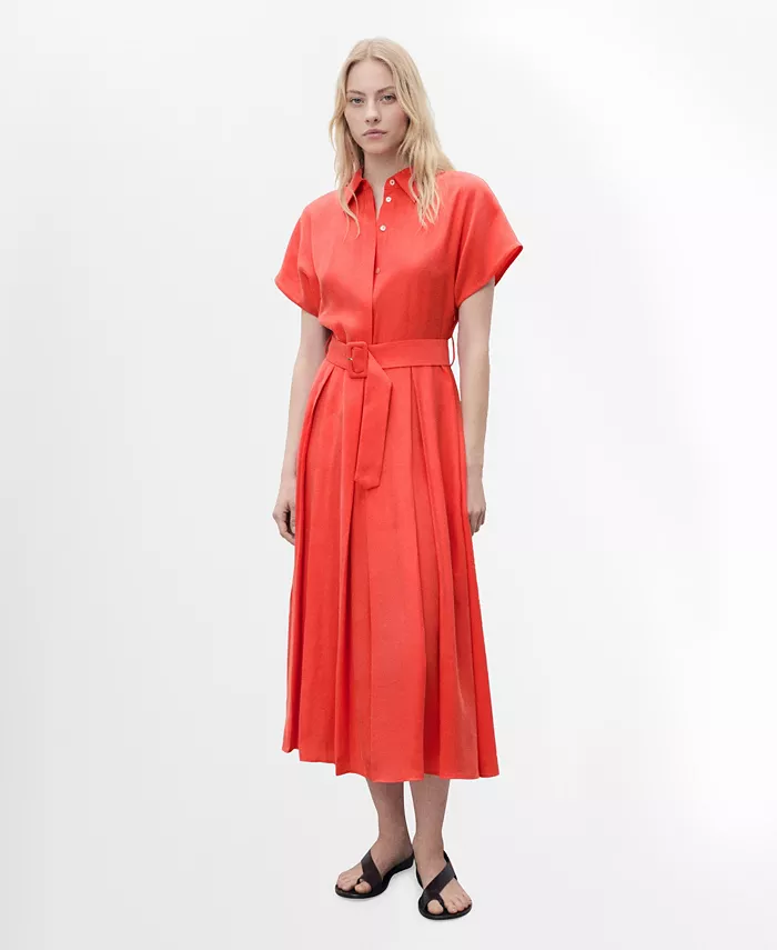 Женское платье миди с поясом и расклешенным подолом MANGO, красный
Женское платье миди с поясом и расклешенным подолом MANGO, красный