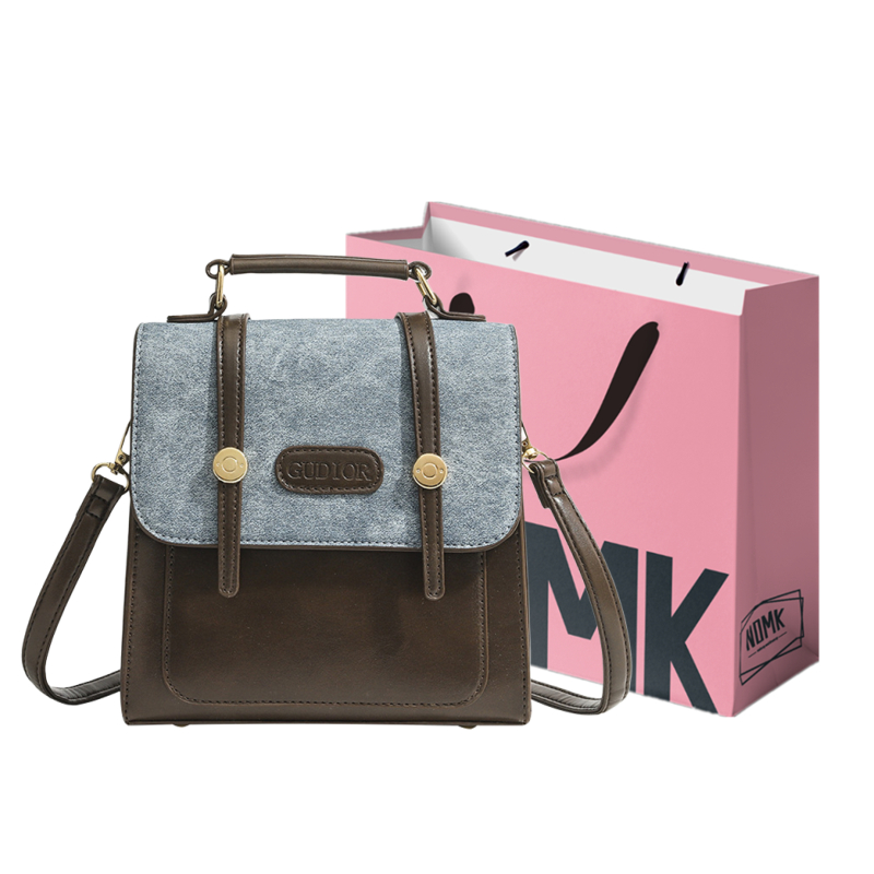 Сумка через плечо PU рюкзак обычная женская кофе/черный NOMK 
Сумка через плечо PU рюкзак обычная женская кофе/черный NOMK