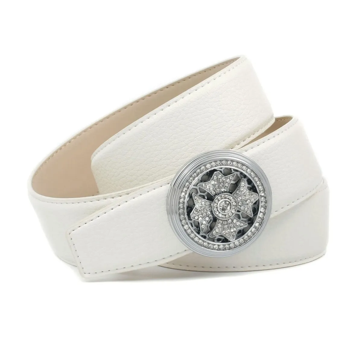 Кожаный ремень Anthoni Crown с ювелирной застежкой и поворотным механизмом, белый
Кожаный ремень Anthoni Crown с ювелирной застежкой и поворотным механизмом, белый