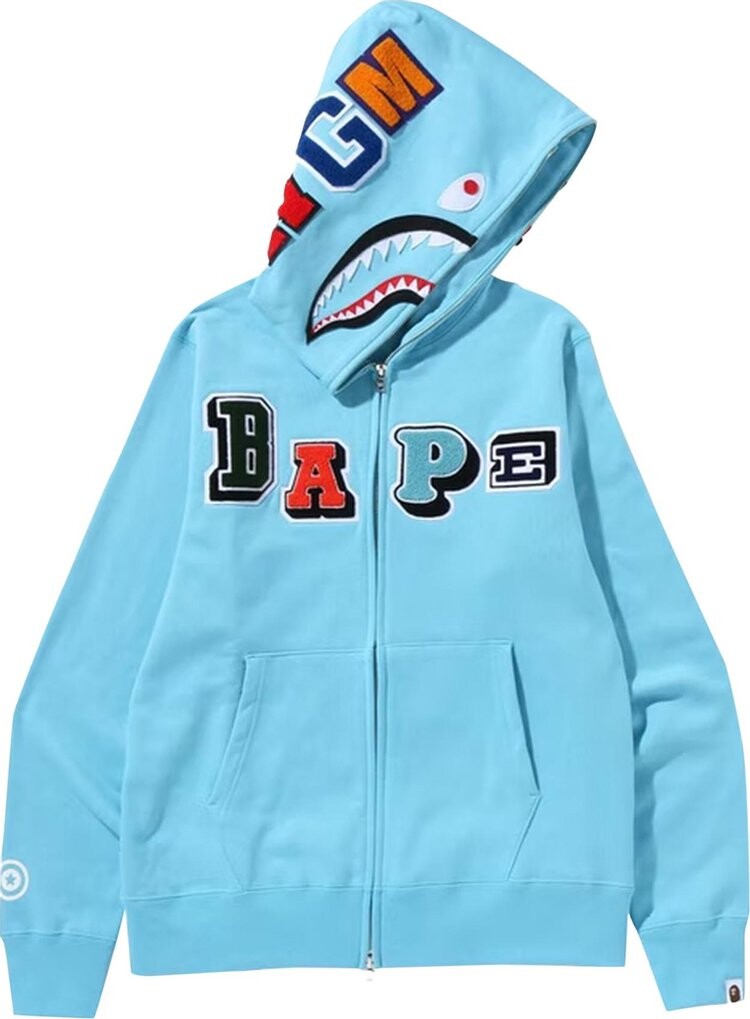 Худи BAPE Multi Fonts Shark Full Zip Hoodie 'Sax', синий 
Худи BAPE Multi Fonts Shark Full Zip Hoodie 'Sax', синий