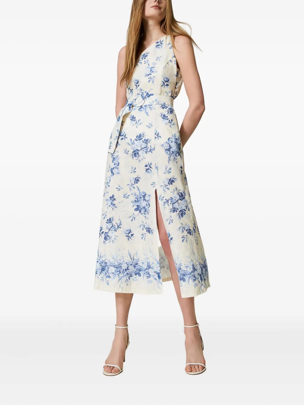 Платье миди на одно плечо с цветочным принтом TWINSET, нейтральный
Платье миди на одно плечо с цветочным принтом TWINSET, нейтральный