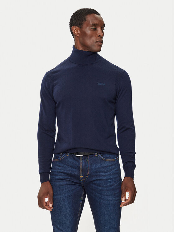 Свитер с высоким воротником обычного кроя Guess, синий 
Свитер с высоким воротником обычного кроя Guess, синий