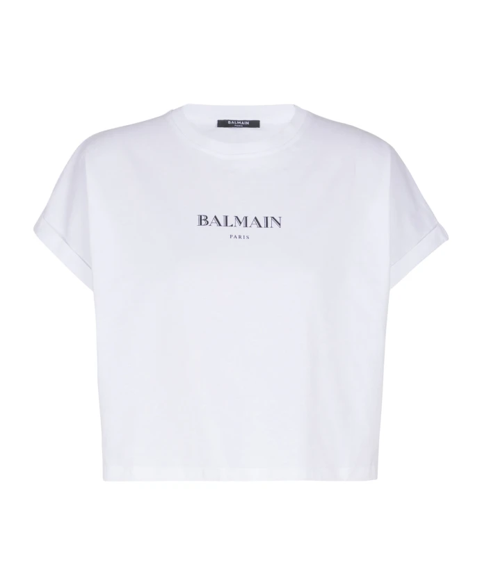 Короткая футболка с принтом Balmain, белый
Короткая футболка с принтом Balmain, белый