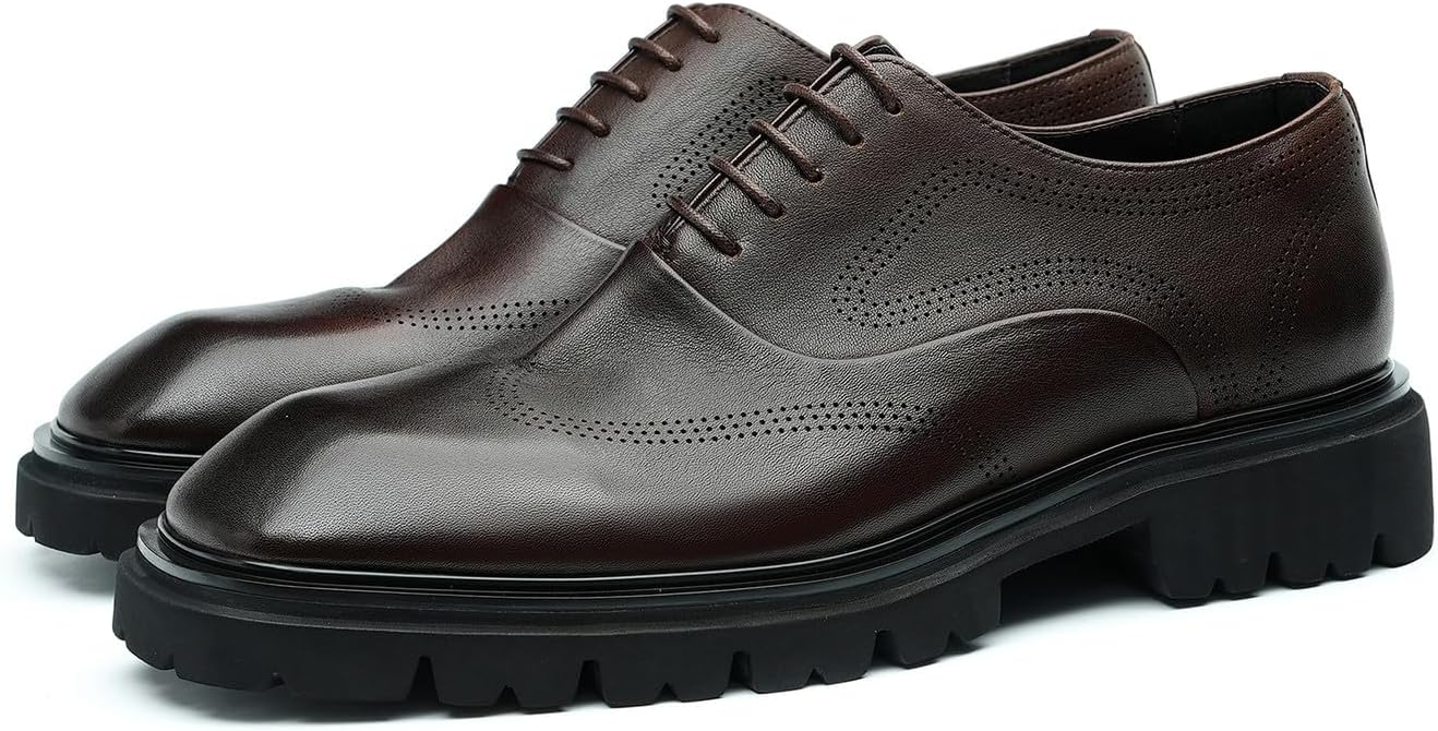 Мужские оксфорды с крыльями Santimon - классические элегантные броги с шнуровкой, верх из натуральной кожи и амортизирующая стелька для бизнеса, офиса и свадеб, Coffee
Мужские оксфорды с крыльями Santimon - классические элегантные броги с шнуровкой, верх из натуральной кожи и амортизирующая стелька для бизнеса, офиса и свадеб, Coffee