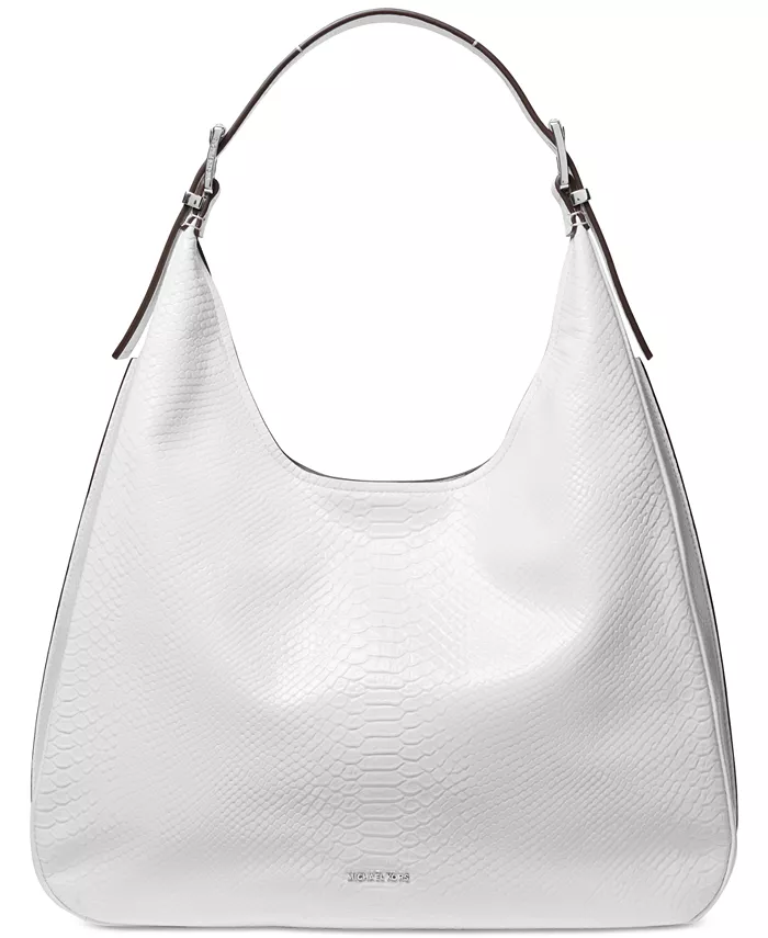 Нолита большая кожаная сумка-хобо через плечо Michael Kors, белый 
Нолита большая кожаная сумка-хобо через плечо Michael Kors, белый