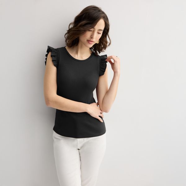 Женский топ с воланами из комбинированных материалов Nine West, черный
Женский топ с воланами из комбинированных материалов Nine West, черный