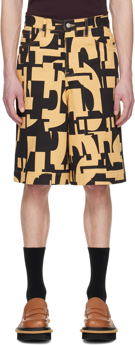 Черно-коричневые джинсовые шорты с принтом Dries Van Noten
Черно-коричневые джинсовые шорты с принтом Dries Van Noten