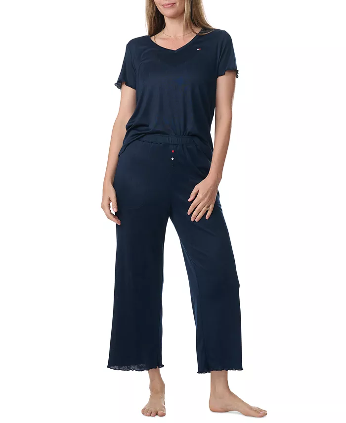 Женский комплект пижамы: футболка с короткими рукавами и укороченные брюки-клеш Tommy Hilfiger, синий
Женский комплект пижамы: футболка с короткими рукавами и укороченные брюки-клеш Tommy Hilfiger, синий