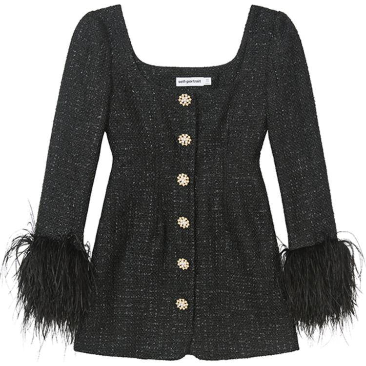 Мини-платье из букле с перьевыми деталями Self-portrait, черный
Мини-платье из букле с перьевыми деталями Self-portrait, черный