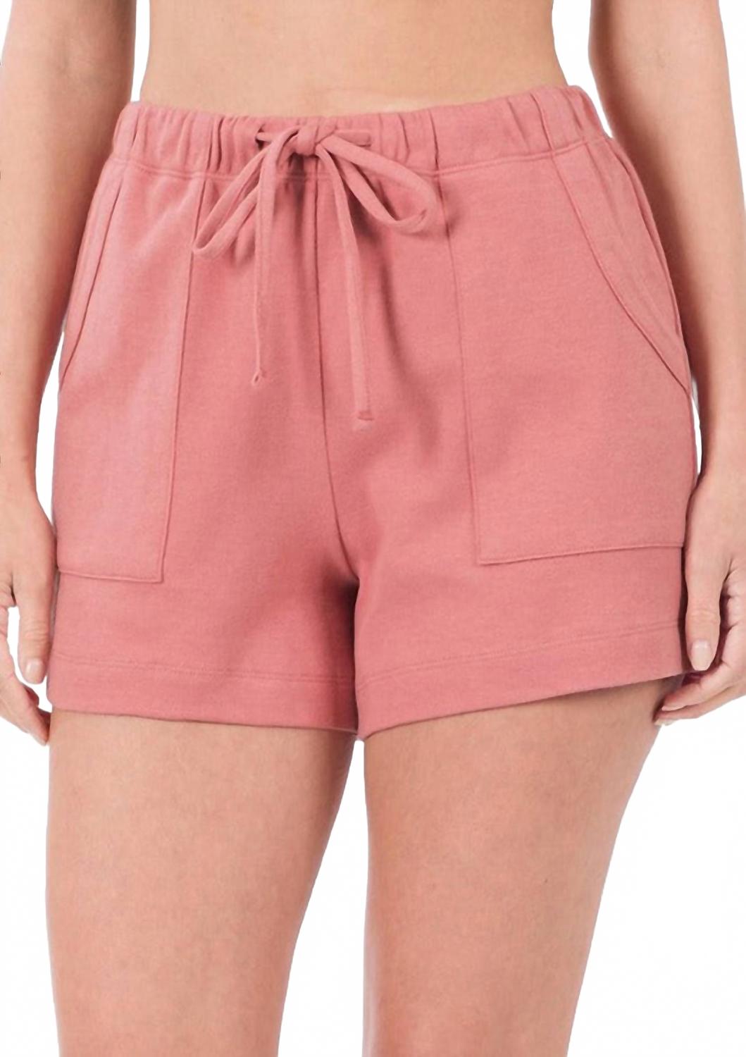 Хлопковые шорты с кулиской в пыльно-розовом цвете ZENANA
Хлопковые шорты с кулиской в пыльно-розовом цвете ZENANA