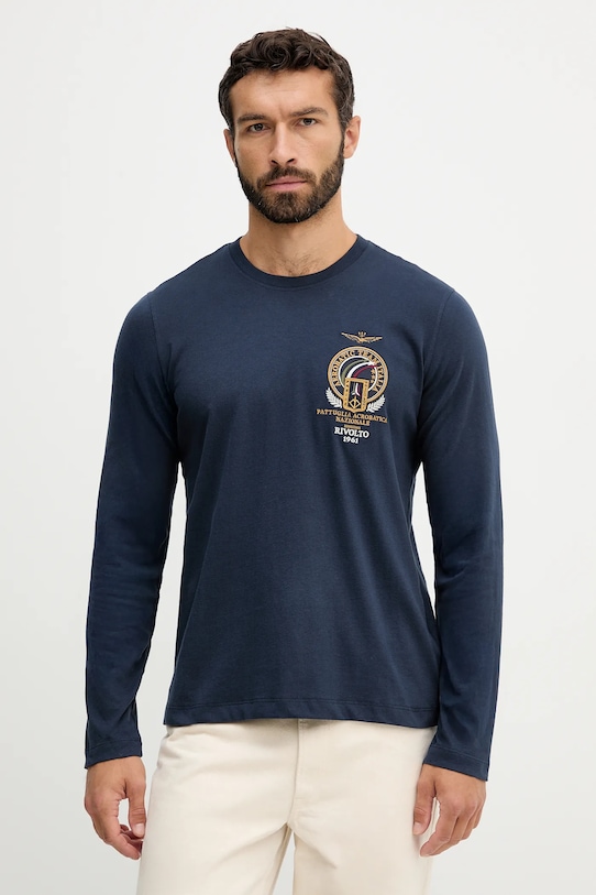 Хлопковый лонгслив Aeronautica Militare, темно-синий
Хлопковый лонгслив Aeronautica Militare, темно-синий