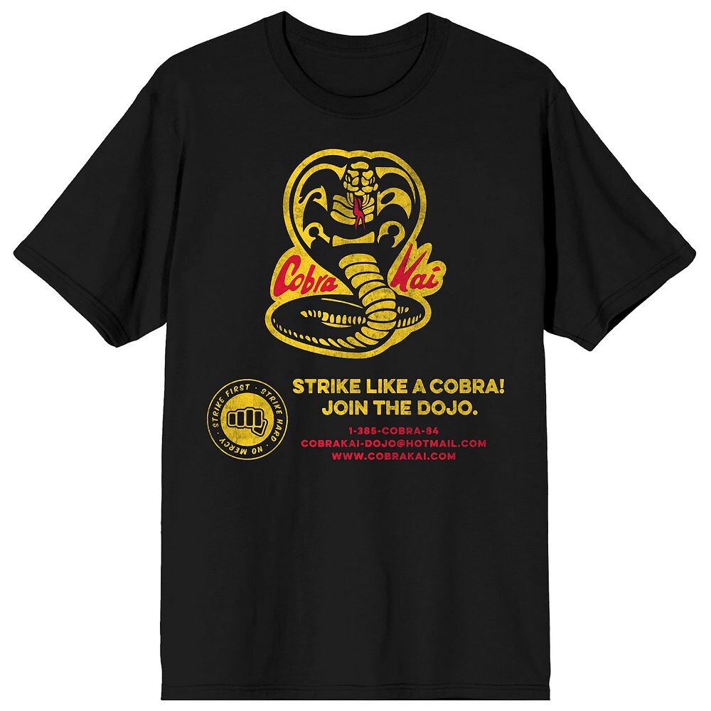 Мужская футболка с надписью Cobra Kai и логотипом Sign-Up Licensed Character, черный
Мужская футболка с надписью Cobra Kai и логотипом Sign-Up Licensed Character, черный