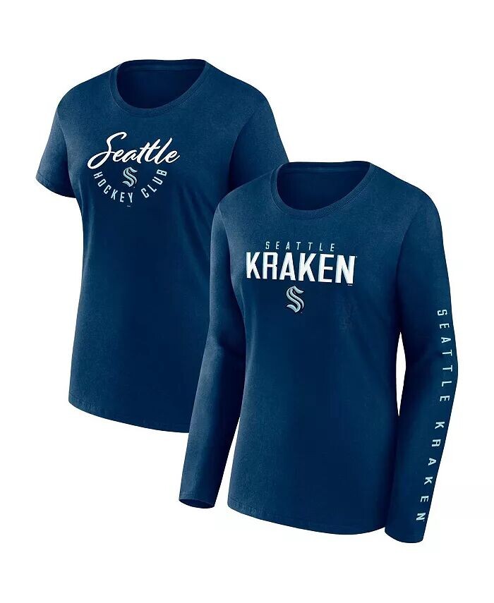 Женский комплект из двух футболок Deep Sea Blue Seattle Kraken с длинными и короткими рукавами Fanatics, синий
Женский комплект из двух футболок Deep Sea Blue Seattle Kraken с длинными и короткими рукавами Fanatics, синий