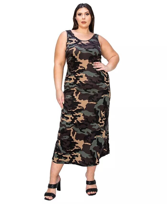 Платье макси без рукавов с камуфляжным принтом больших размеров L I V D, зеленый
Платье макси без рукавов с камуфляжным принтом больших размеров L I V D, зеленый