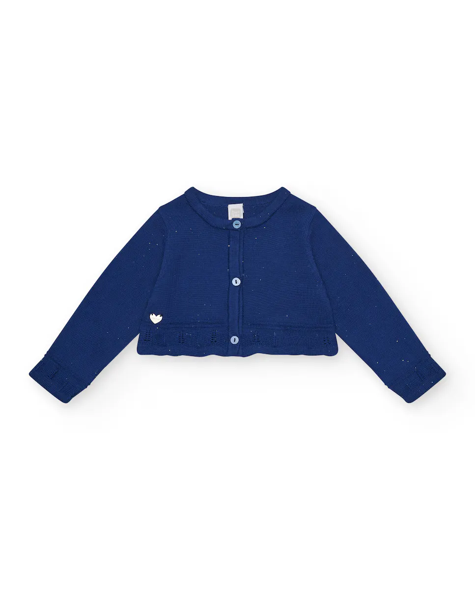 Трикотажный жакет для девочек с круглым вырезом и пуговицами Tuc tuc, тёмно-синий
Трикотажный жакет для девочек с круглым вырезом и пуговицами Tuc tuc, тёмно-синий