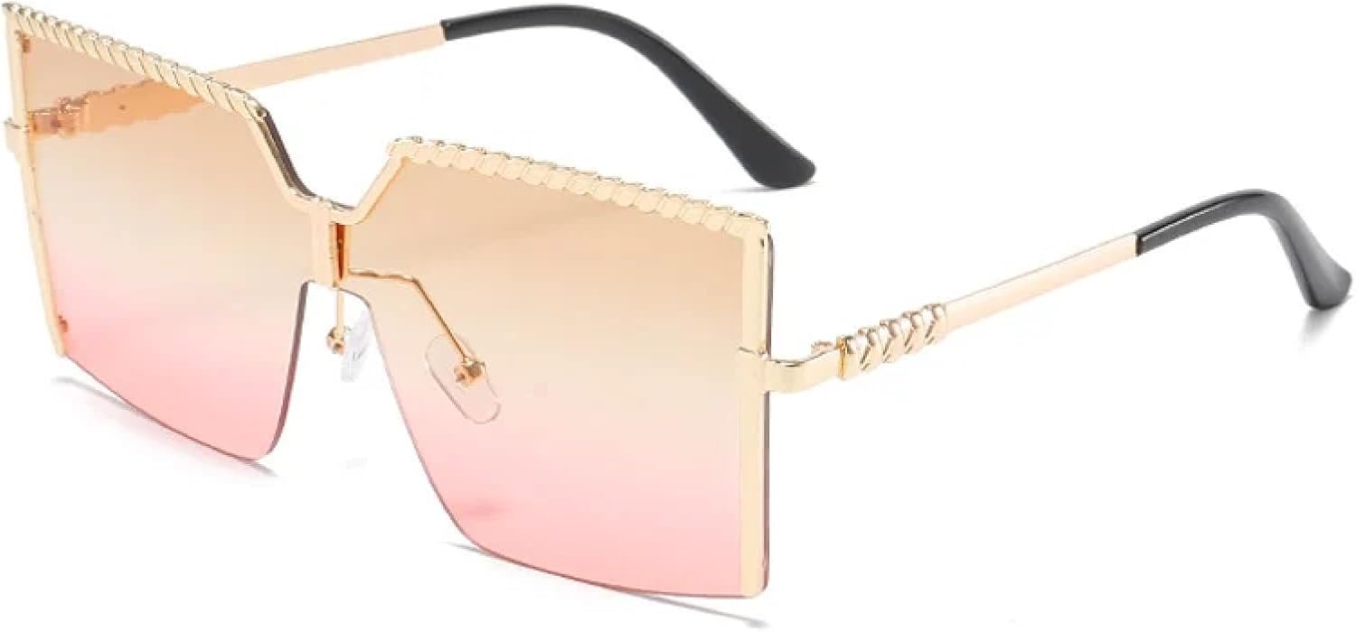 Солнцезащитные очки большого размера без оправы для женщин, роскошные, с градиентным переходом цвета, металлические, защита от УФ-излучения UV400 VFDHN, Gold-brownpink
Солнцезащитные очки большого размера без оправы для женщин, роскошные, с градиентным переходом цвета, металлические, защита от УФ-излучения UV400 VFDHN, Gold-brownpink