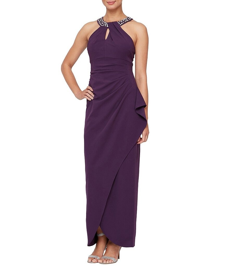 Платье Ignite Evenings Petite Size из крепа с аквалангом без рукавов, расшитого бисером, с витой бретелькой на шее и оборками, фиолетовый
Платье Ignite Evenings Petite Size из крепа с аквалангом без рукавов, расшитого бисером, с витой бретелькой на шее и оборками, фиолетовый