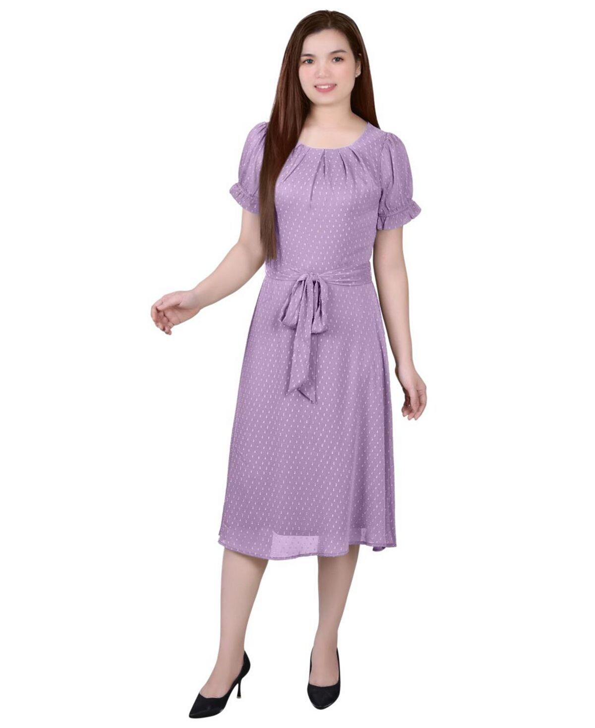 Миниатюрное платье в горошек с поясом и короткими рукавами NY Collection, мульти
Миниатюрное платье в горошек с поясом и короткими рукавами NY Collection, мульти