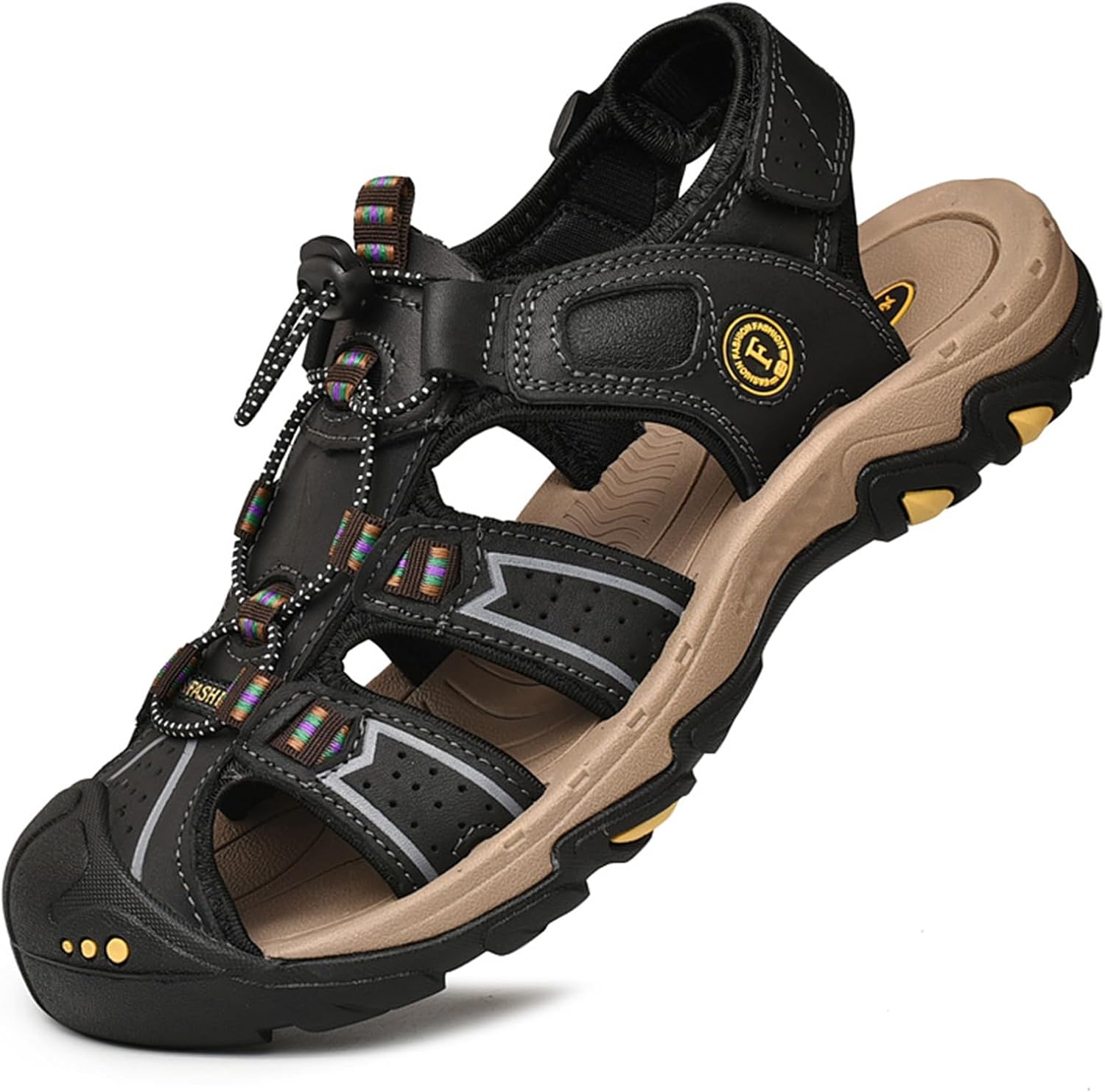 Мужские походные сандалии с закрытым носком, спортивные кожаные сандалии для легкой прогулки по тропам, повседневная водонепроницаемая обувь Abborora, черный
Мужские походные сандалии с закрытым носком, спортивные кожаные сандалии для легкой прогулки по тропам, повседневная водонепроницаемая обувь Abborora, черный