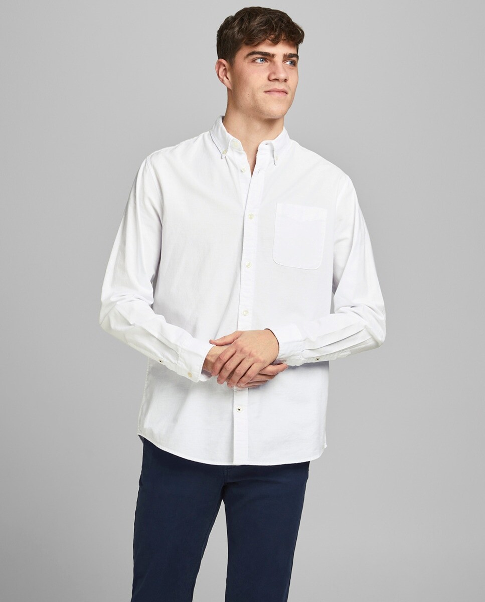Мужская однотонная белая рубашка узкого хлопкового оксфорда BCI Jack & Jones, белый
Мужская однотонная белая рубашка узкого хлопкового оксфорда BCI Jack & Jones, белый