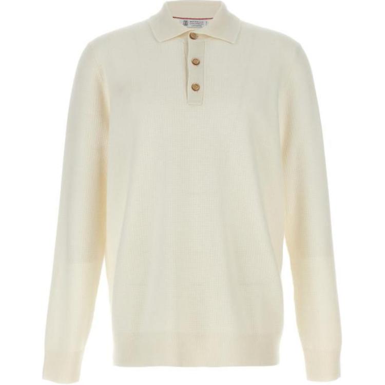 Длинный рукав вязаный поло Brunello Cucinelli, белый
Длинный рукав вязаный поло Brunello Cucinelli, белый