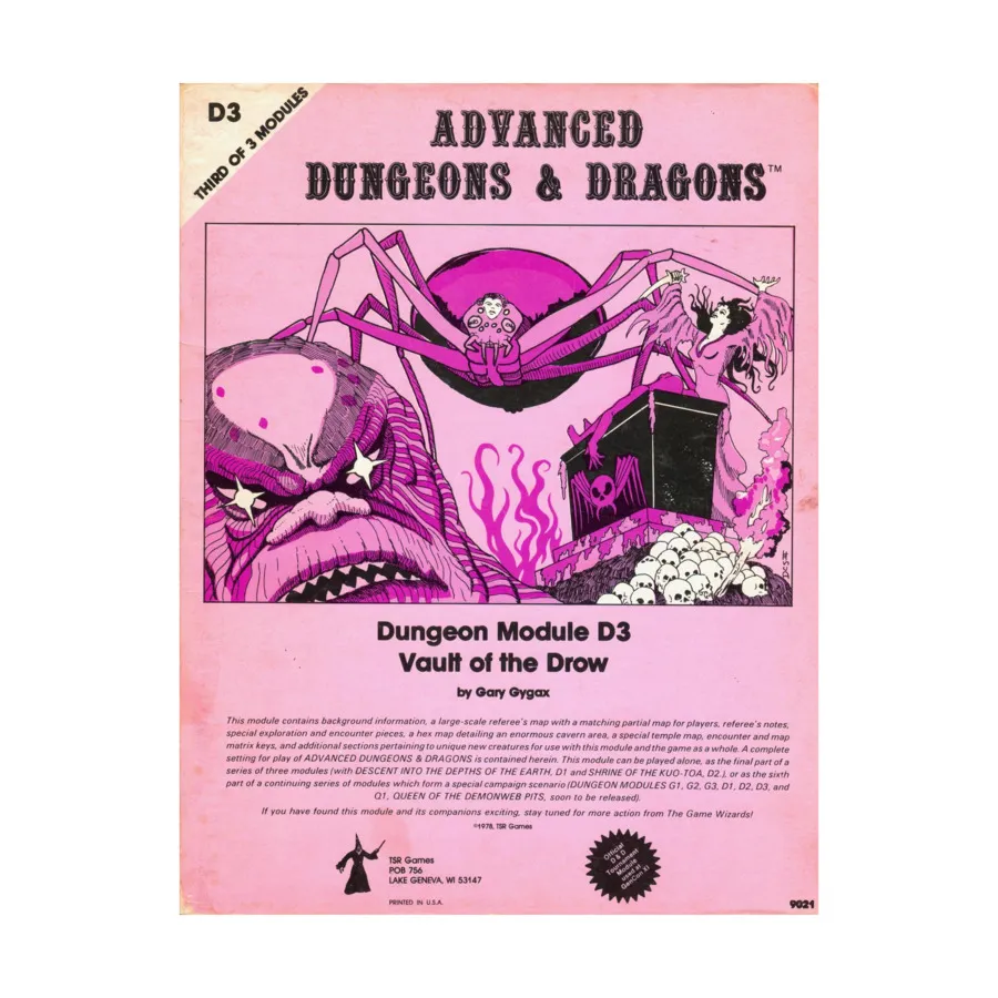 Модуль Vault of the Drow (4th Printing, Pastel), Advanced Dungeons & Dragons (1st Edition) - Modules & Adventures - D, G & Q Series
Модуль Vault of the Drow (4th Printing, Pastel), Advanced Dungeons & Dragons (1st Edition) - Modules & Adventures - D, G & Q Series