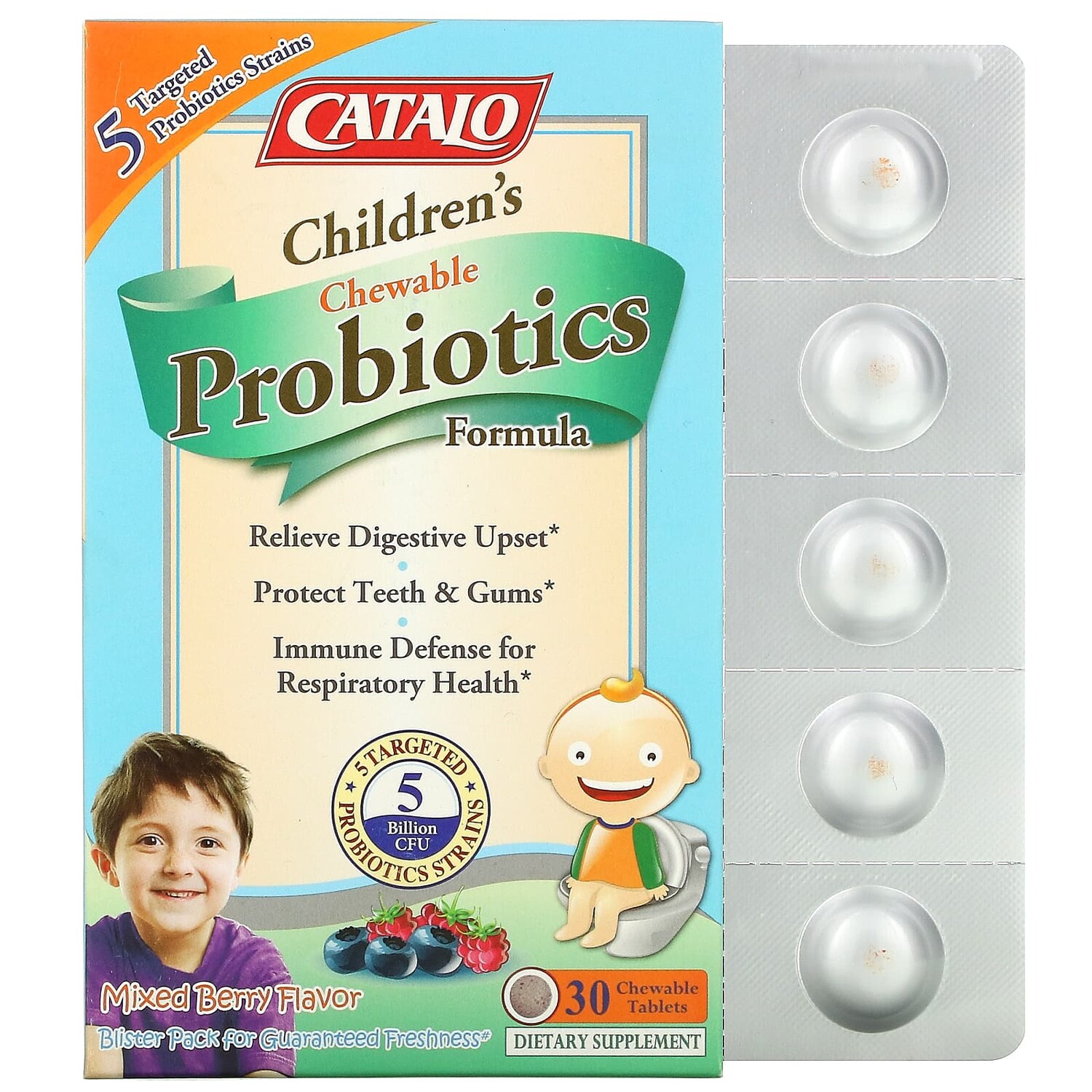 Формула с Пробиотиками Catalo Naturals для детей, ягодная смесь, 30 жевательных таблеток
Формула с Пробиотиками Catalo Naturals для детей, ягодная смесь, 30 жевательных таблеток