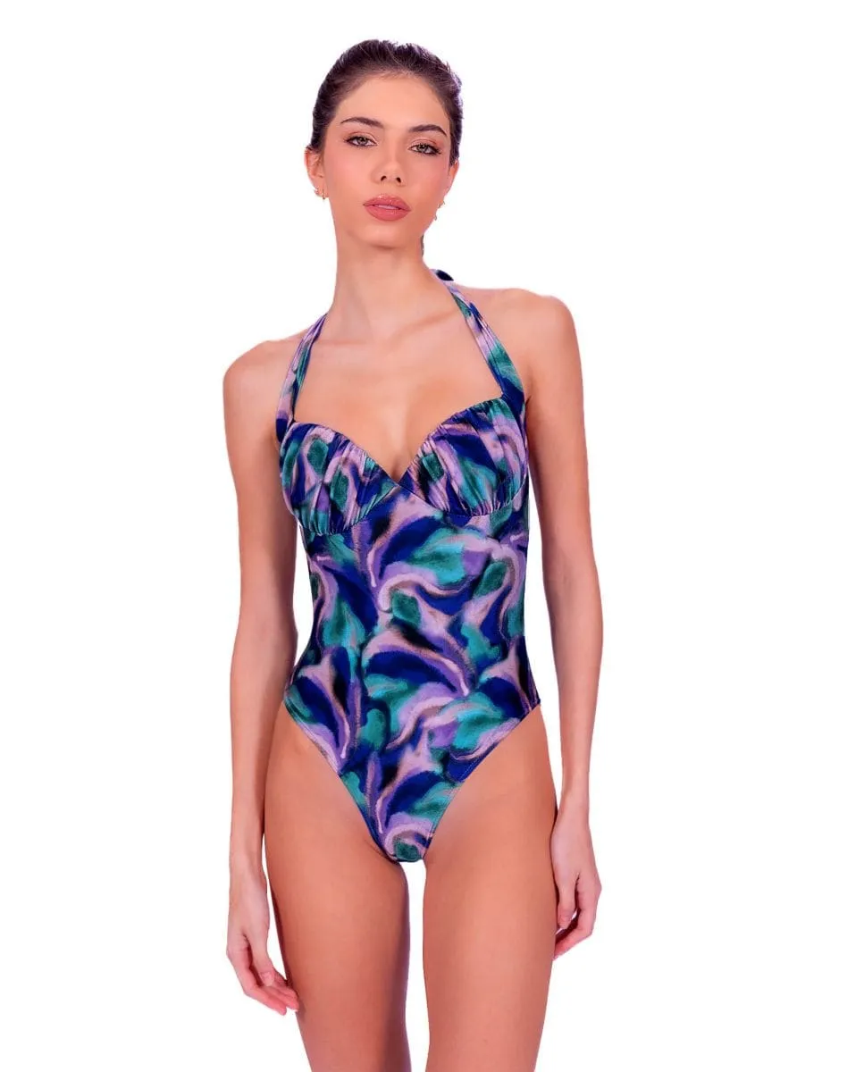 Женский купальник с принтом и халтер-воротом, с подкладкой Despi, мультиколор 
Женский купальник с принтом и халтер-воротом, с подкладкой Despi, мультиколор