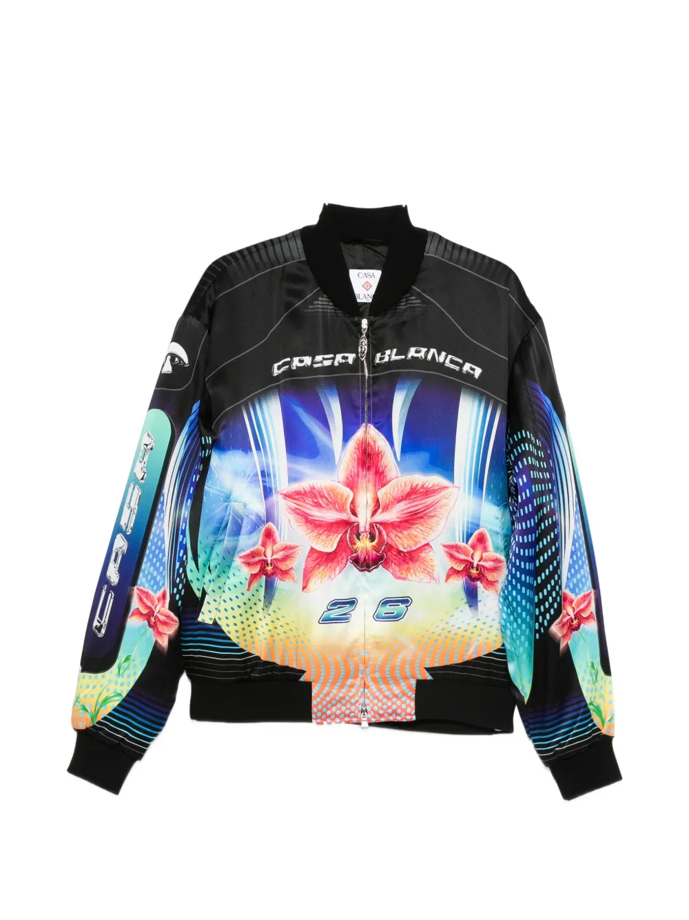 Бомбер с цветочным принтом Casablanca, черный
Бомбер с цветочным принтом Casablanca, черный