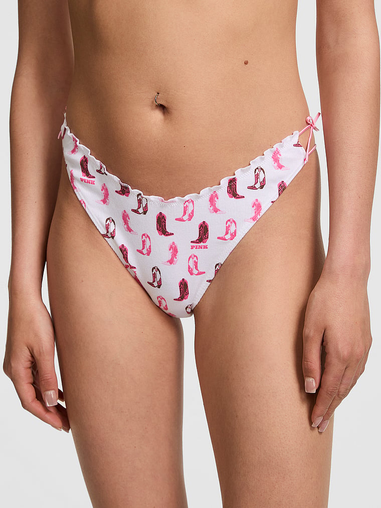 Хлопковые трусики-стринги с завязками по бокам Pink, smooth white cowboy boot print side tie
Хлопковые трусики-стринги с завязками по бокам Pink, smooth white cowboy boot print side tie