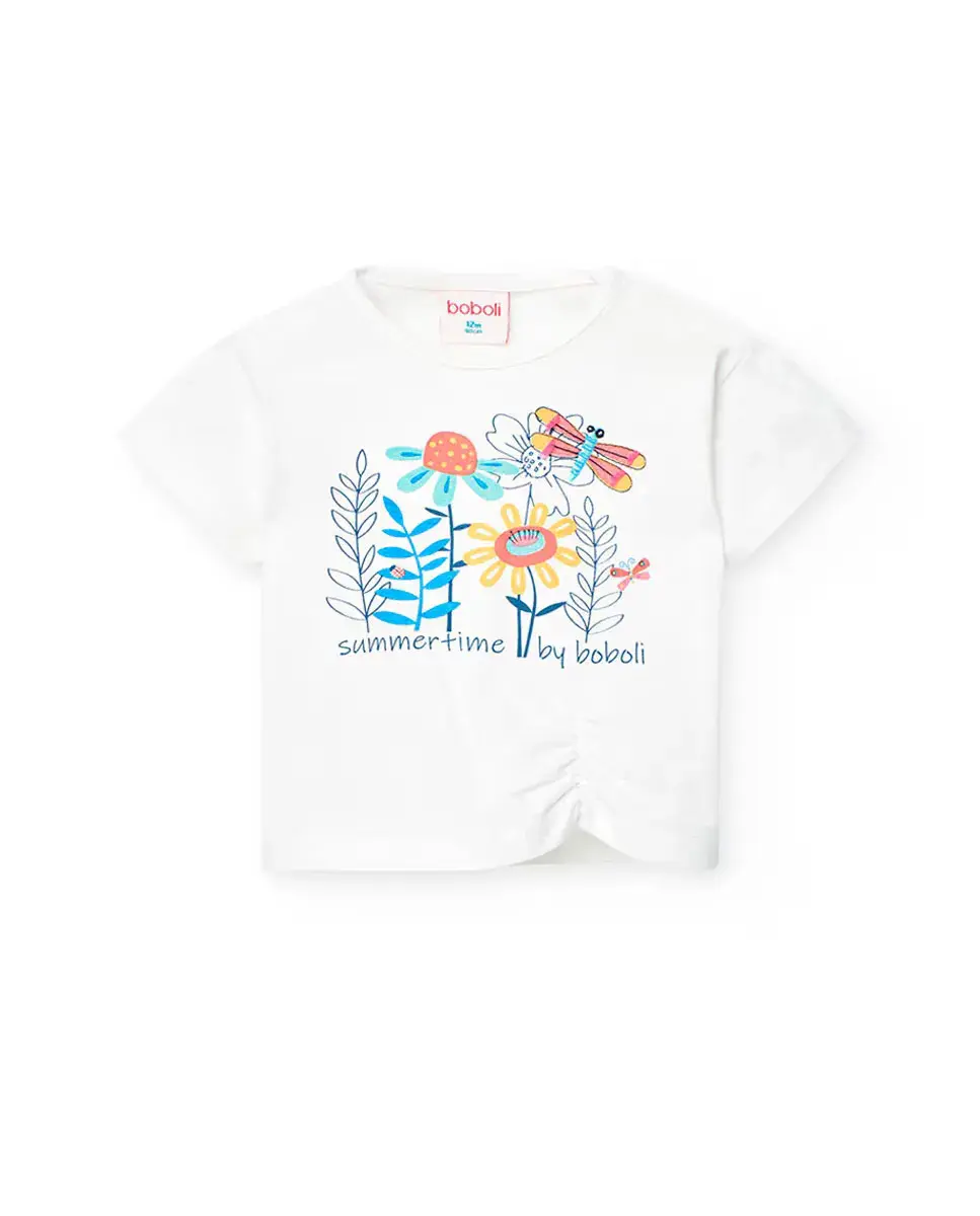 Футболка из хлопка для девочек с рисунком спереди Boboli, белый
Футболка из хлопка для девочек с рисунком спереди Boboli, белый