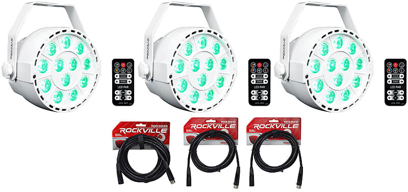 3 Rockville RockPAR TRI LED RGB Par Cans DJ White DMX Wash Lights+Remotes+Cables (3) ROCKPAR TRI WHITE+RDX3M25+RDX3M10
3 Rockville RockPAR TRI LED RGB Par Cans DJ White DMX Wash Lights+Remotes+Cables (3) ROCKPAR TRI WHITE+RDX3M25+RDX3M10