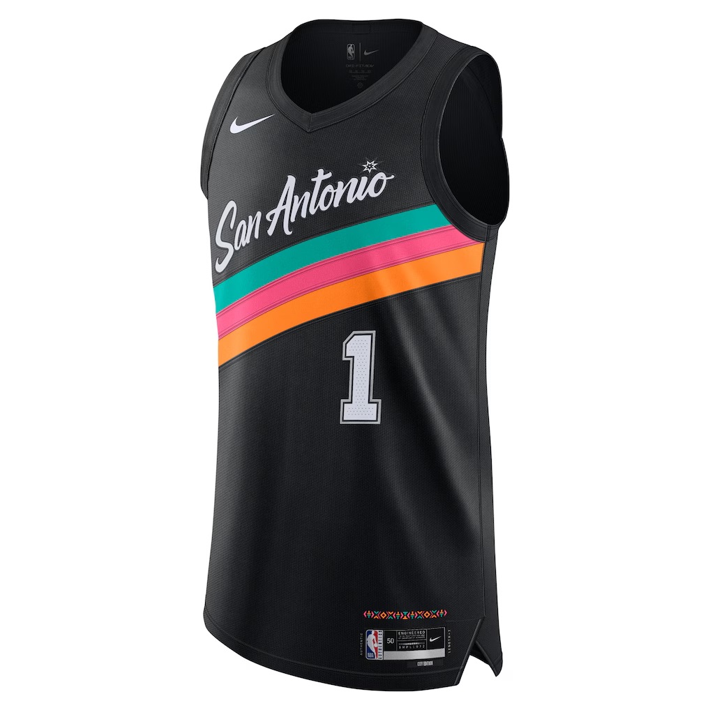 Мужская аутентичная футболка Victor Wembanyama San Antonio Spurs City Edition Dri-FIT Adv NBA Nike, черный
Мужская аутентичная футболка Victor Wembanyama San Antonio Spurs City Edition Dri-FIT Adv NBA Nike, черный