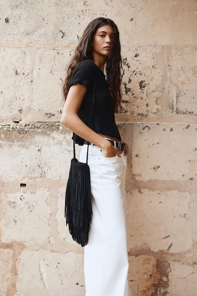 Рубашка ажурной вязки с отделкой воланом H&M, черный
Рубашка ажурной вязки с отделкой воланом H&M, черный