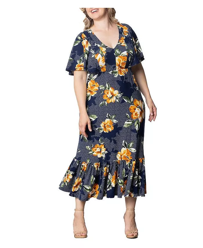 Платье с рюшами Madrid больших размеров Kiyonna, синий
Платье с рюшами Madrid больших размеров Kiyonna, синий