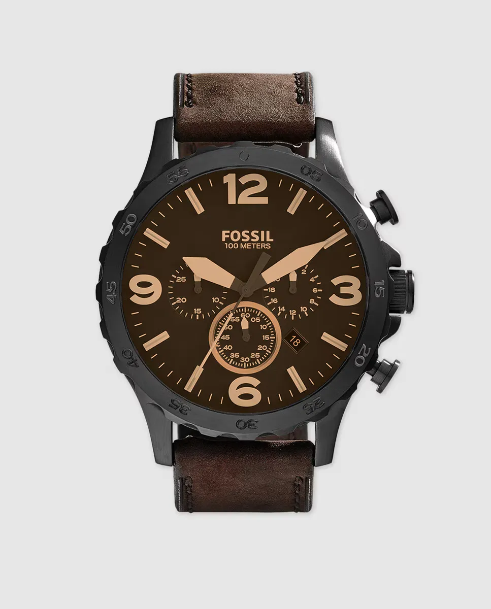 Кожаные мужские часы Fossil JR1487 Nate с хронографом, коричневый
Кожаные мужские часы Fossil JR1487 Nate с хронографом, коричневый