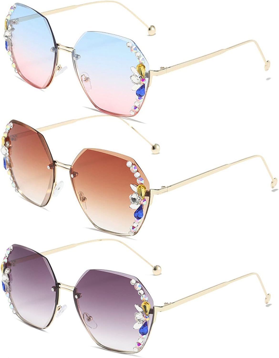 Willochra — большие солнцезащитные очки с крупными стразами, женские, металлические, модные, без оправы, квадратные, для пляжа, лета, вечеринки с бриллиантами, 3pcs-gary&brown&blue Pink
Willochra — большие солнцезащитные очки с крупными стразами, женские, металлические, модные, без оправы, квадратные, для пляжа, лета, вечеринки с бриллиантами, 3pcs-gary&brown&blue Pink