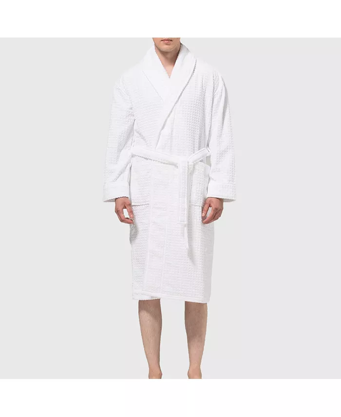 Мужской халат из вафельной ткани с воротником-шалью для отеля и спа Alpine Swiss, белый 
Мужской халат из вафельной ткани с воротником-шалью для отеля и спа Alpine Swiss, белый