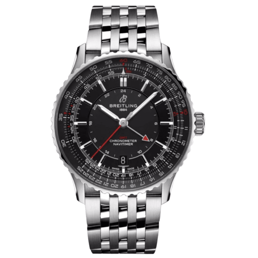Мужские часы Breitling Navitimer Automatic 41 GMT с черным циферблатом и стальным корпусом A32310251B1A1
Мужские часы Breitling Navitimer Automatic 41 GMT с черным циферблатом и стальным корпусом A32310251B1A1