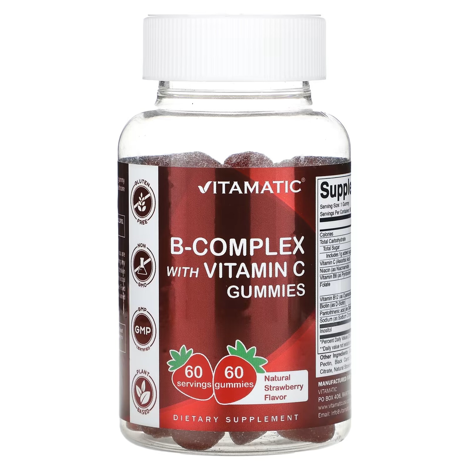 B-комплекс Vitamatic с витамином С и клубникой, 60 жевательных конфет
B-комплекс Vitamatic с витамином С и клубникой, 60 жевательных конфет