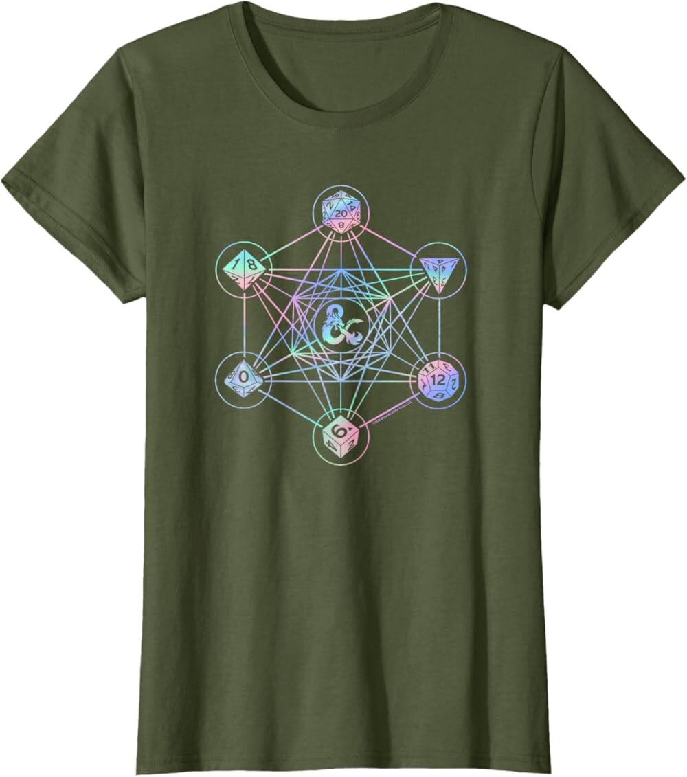 Женская футболка Dungeons & Dragons 6 Die Geometric Hologram, оливковый
Женская футболка Dungeons & Dragons 6 Die Geometric Hologram, оливковый
