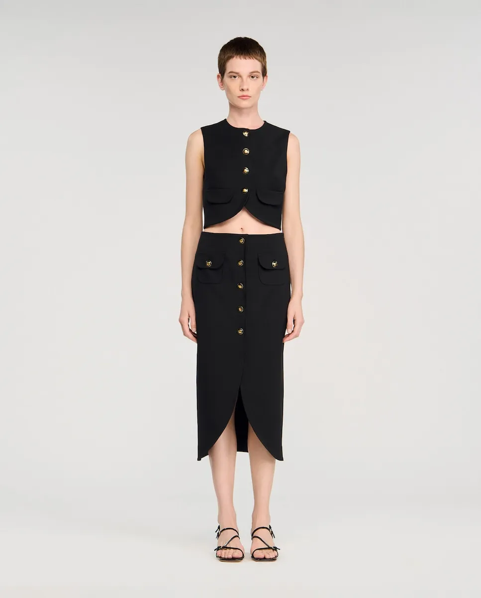 Миди-юбка с пуговицами Sandro, черный
Миди-юбка с пуговицами Sandro, черный