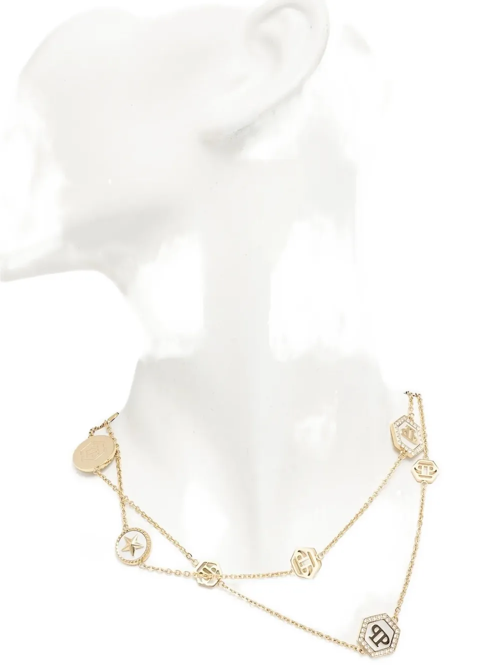 Ожерелье с подвеской в виде черепа и шестиугольника из нержавеющей стали Philipp Plein, золотой
Ожерелье с подвеской в виде черепа и шестиугольника из нержавеющей стали Philipp Plein, золотой