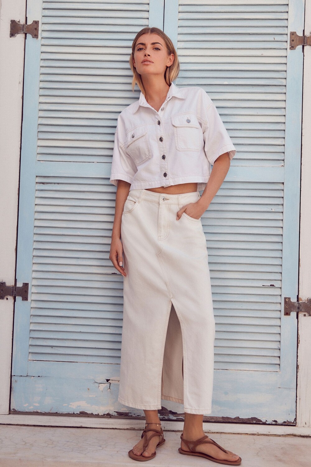 Джинсовая юбка макси Next, белый
Джинсовая юбка макси Next, белый