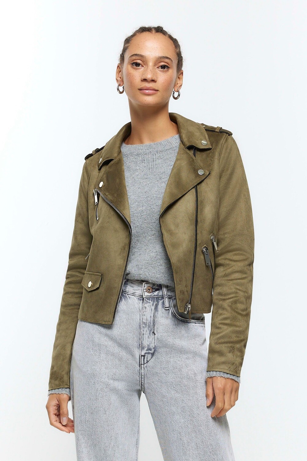 Укороченная косуха из искусственной замши River Island, зеленый
Укороченная косуха из искусственной замши River Island, зеленый