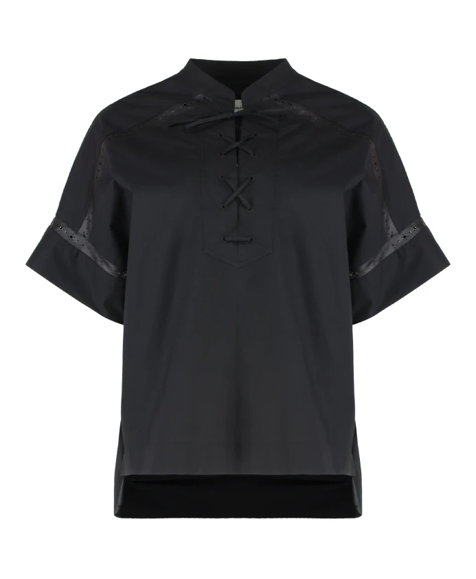 Блузка со шнуровкой и кожаными элементами. Yves Salomon, черный
Блузка со шнуровкой и кожаными элементами. Yves Salomon, черный