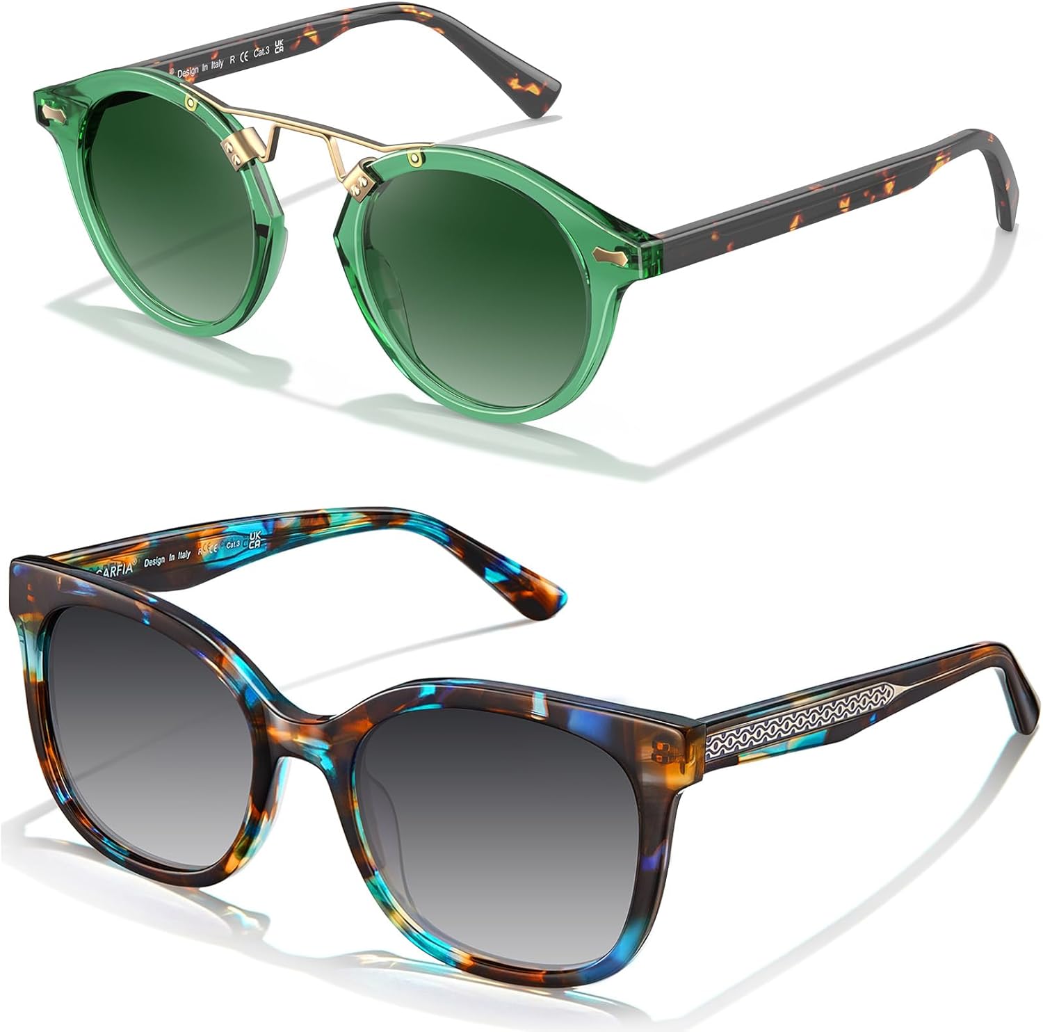 Женские поляризованные солнцезащитные очки CARFIA «Кошачий глаз» из ацетата с цветочным узором, защита от УФ-излучения, ретро-стиль с рельефным рисунком и проволочным каркасом
Женские поляризованные солнцезащитные очки CARFIA «Кошачий глаз» из ацетата с цветочным узором, защита от УФ-излучения, ретро-стиль с рельефным рисунком и проволочным каркасом