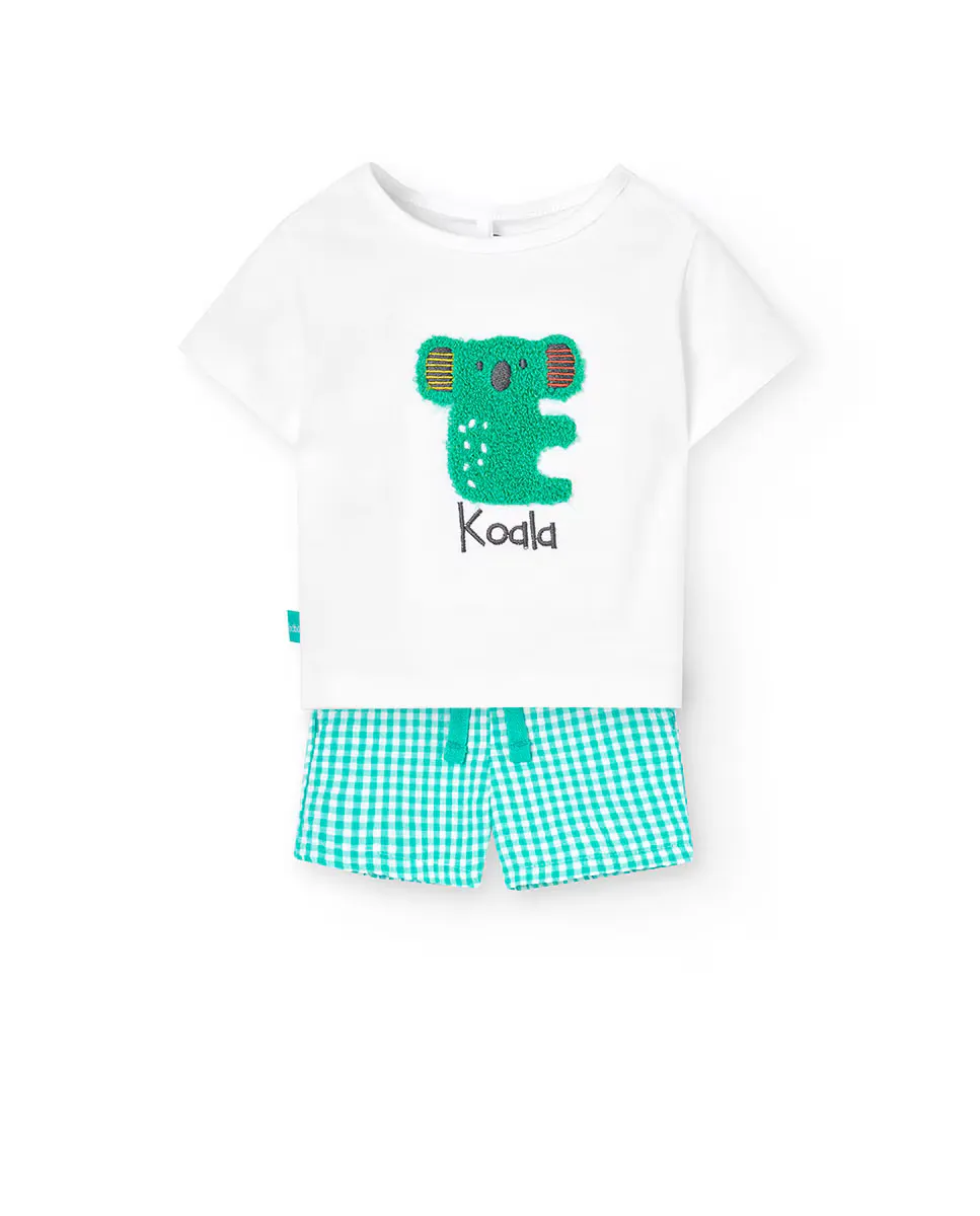 Комплект футболки для девочки с рисунком спереди и шорты виши Boboli, белый
Комплект футболки для девочки с рисунком спереди и шорты виши Boboli, белый